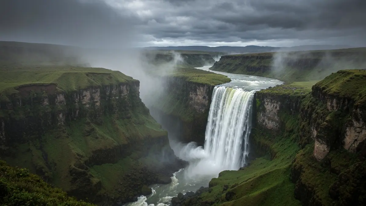 La cascada del Salto del Tequendama, cuya belleza atrajo a los primeros huespedes y cuya contaminacion sello el destino del hotel. La cascada del Salto del Tequendama, cuya belleza atrajo a los primeros huespedes y cuya contaminacion sello el destino del hotel.