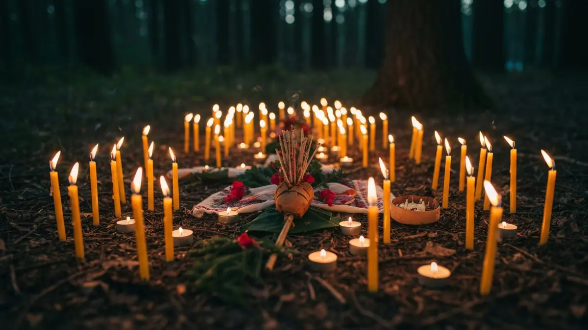 Los rituales llenan de velas la montaña de Sorte.