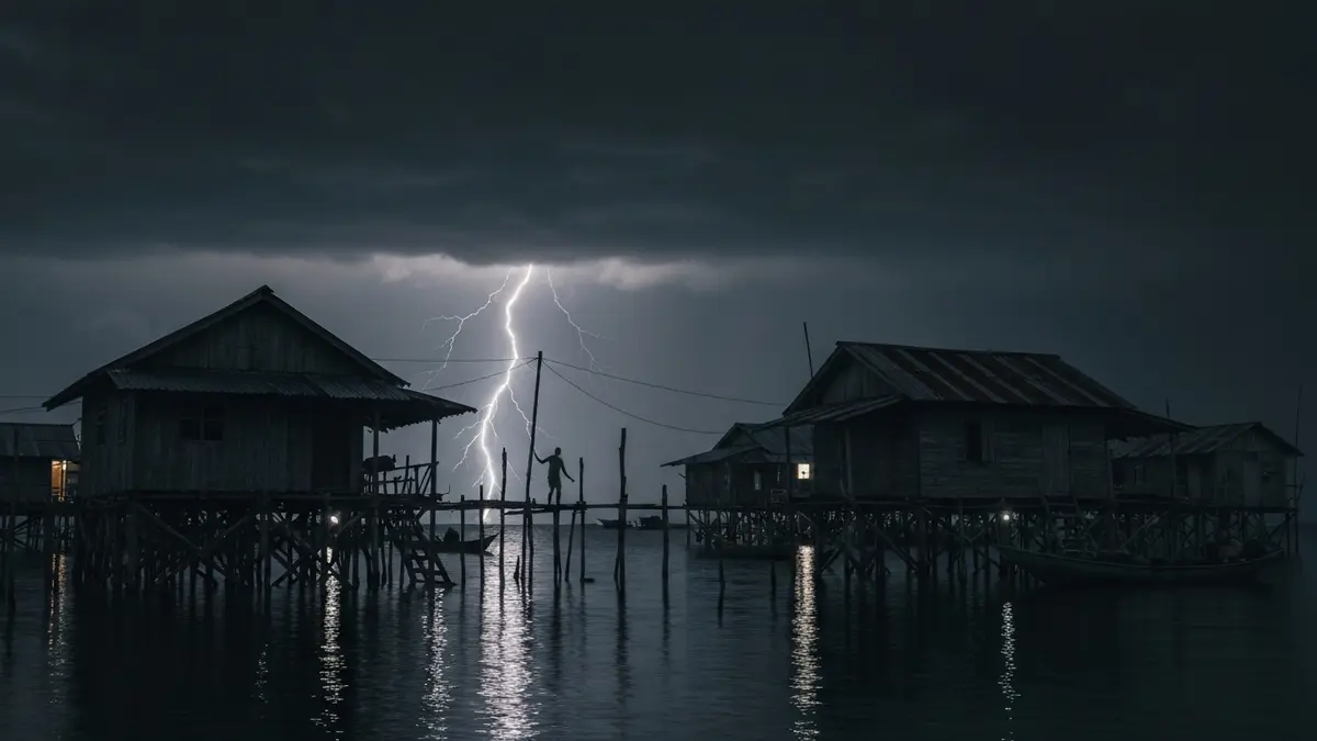 Los pueblos del lago viven bajo tormentas casi perpetuas. Los pueblos del lago viven bajo tormentas casi perpetuas.